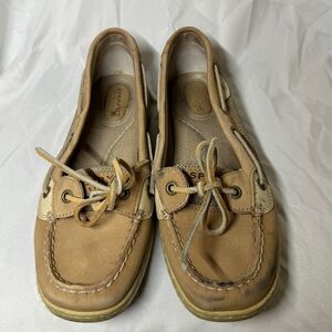 Sperry Topsider Angelfish Varsity Boat Linen Oat Leather Shoes Size 8